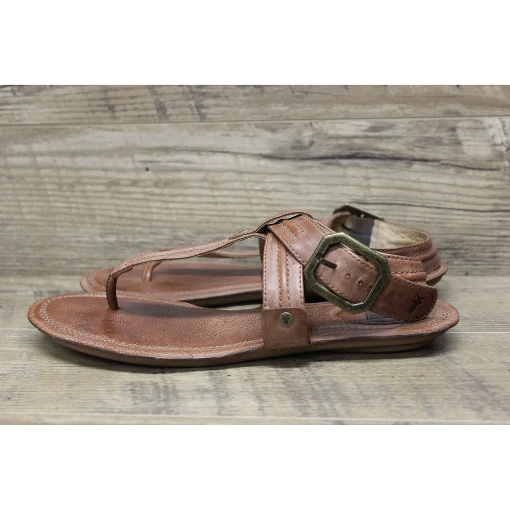 Frye‎ women's Alessia Trapunto leather strappy thong artisanal sandals 9.5M - Picture 3 of 16